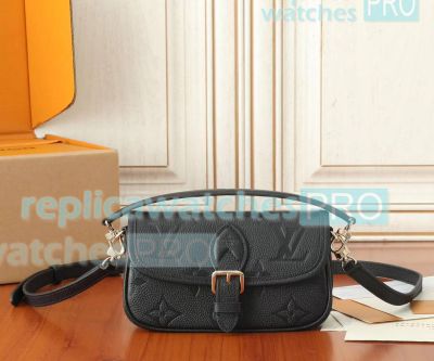 Copy L--V Nano Diane Women Bag Black Monogram Empreinte Leather 